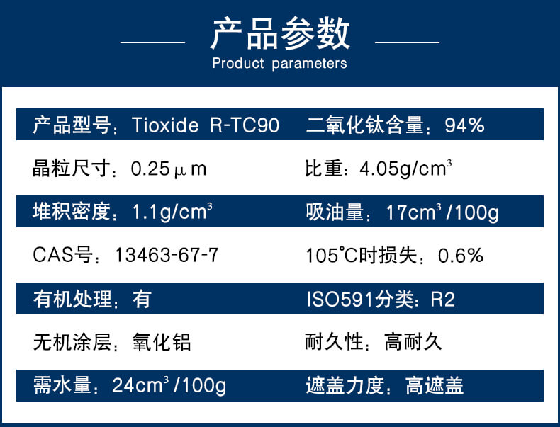 泛能拓鈦白粉R-TC90參數表