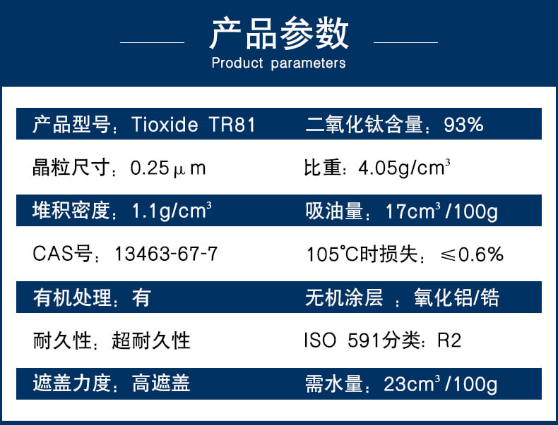 亨斯邁鈦白粉TIOXIDE TR81參數
